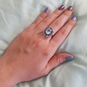 Sterling Silver Ring w/ Large Aquamarine Stone